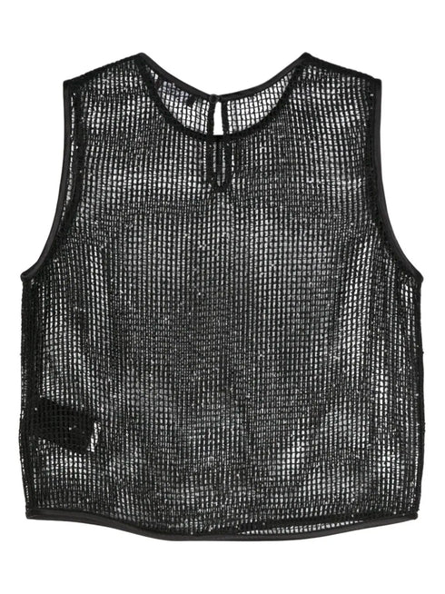 sequinned open-knit top